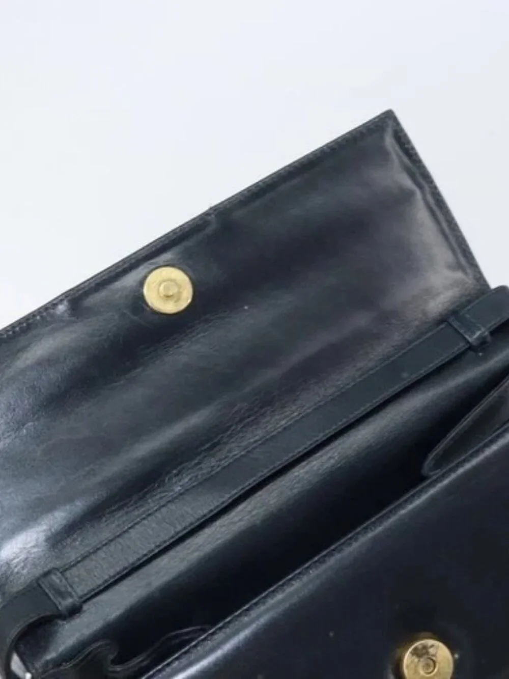 Salvatore Ferragamo Shoulder Bag Leather Black Gold Auth 152686